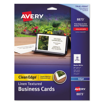 Avery® Linen Texture True Print Business Cards, Inkjet, 2 X 3.5, White, 200 Cards, 10 Cards-sheet, 20 Sheets-pack freeshipping - TVN Wholesale